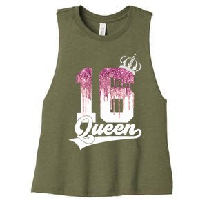 Wo SWEET 16 QUEEN 16TH BIRTHDAY Women's Racerback Cropped Tank