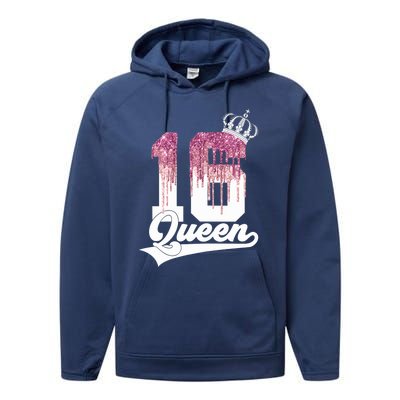 Wo SWEET 16 QUEEN 16TH BIRTHDAY Performance Fleece Hoodie