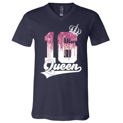 Wo SWEET 16 QUEEN 16TH BIRTHDAY V-Neck T-Shirt