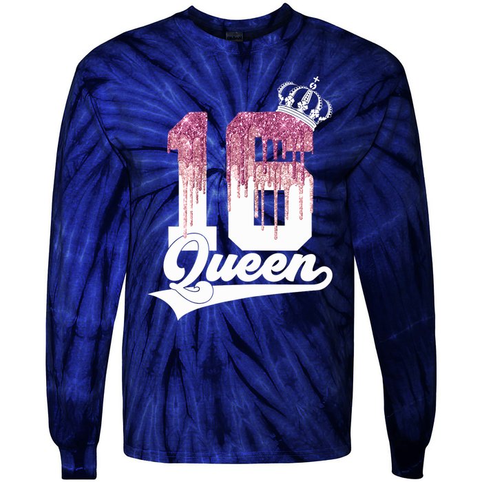 Wo SWEET 16 QUEEN 16TH BIRTHDAY Tie-Dye Long Sleeve Shirt