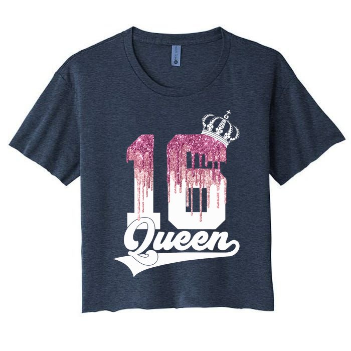 Wo SWEET 16 QUEEN 16TH BIRTHDAY Women's Crop Top Tee