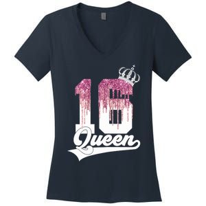 Wo SWEET 16 QUEEN 16TH BIRTHDAY Women's V-Neck T-Shirt