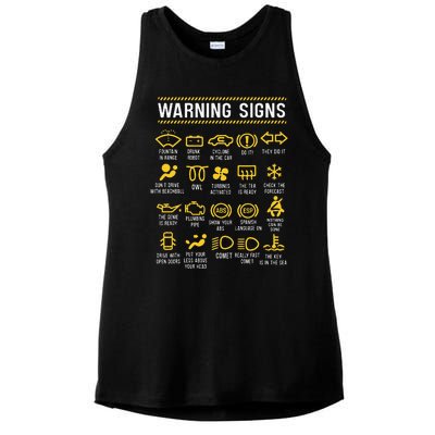 Warning Signs 101 Funny Car Mechanic Ladies PosiCharge Tri-Blend Wicking Tank