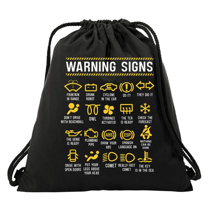 Warning Signs 101 Funny Car Mechanic Drawstring Bag