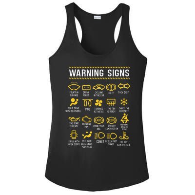 Warning Signs 101 Funny Car Mechanic Ladies PosiCharge Competitor Racerback Tank