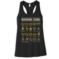 Warning Signs 101 Funny Car Mechanic Women's Racerback Tank