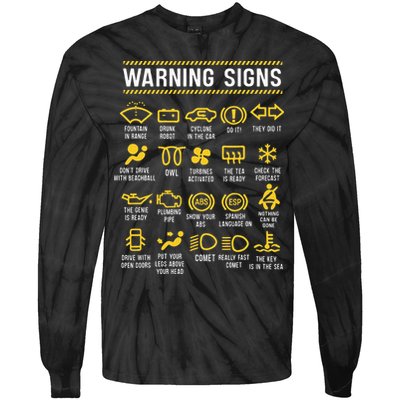 Warning Signs 101 Funny Car Mechanic Tie-Dye Long Sleeve Shirt