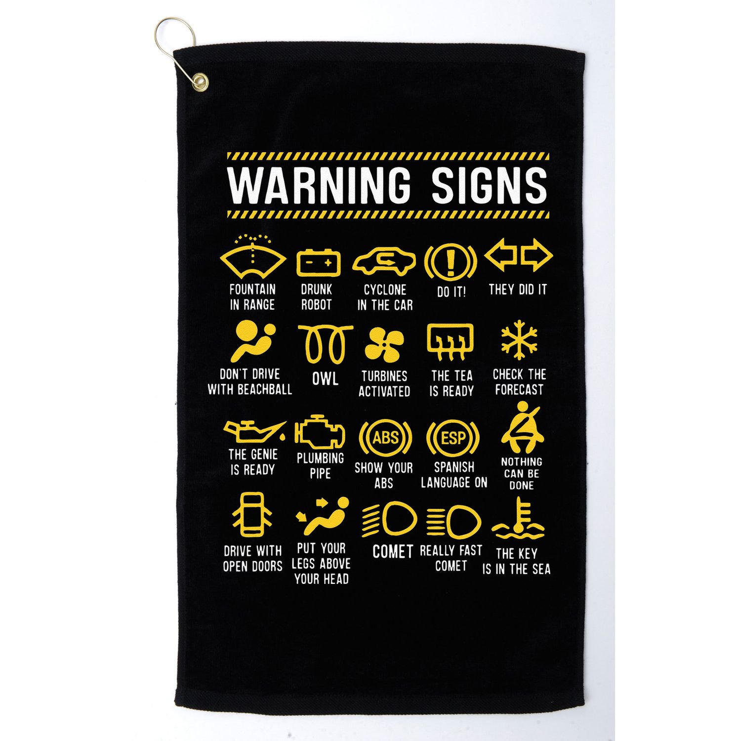Warning Signs 101 Funny Car Mechanic Golf Towel