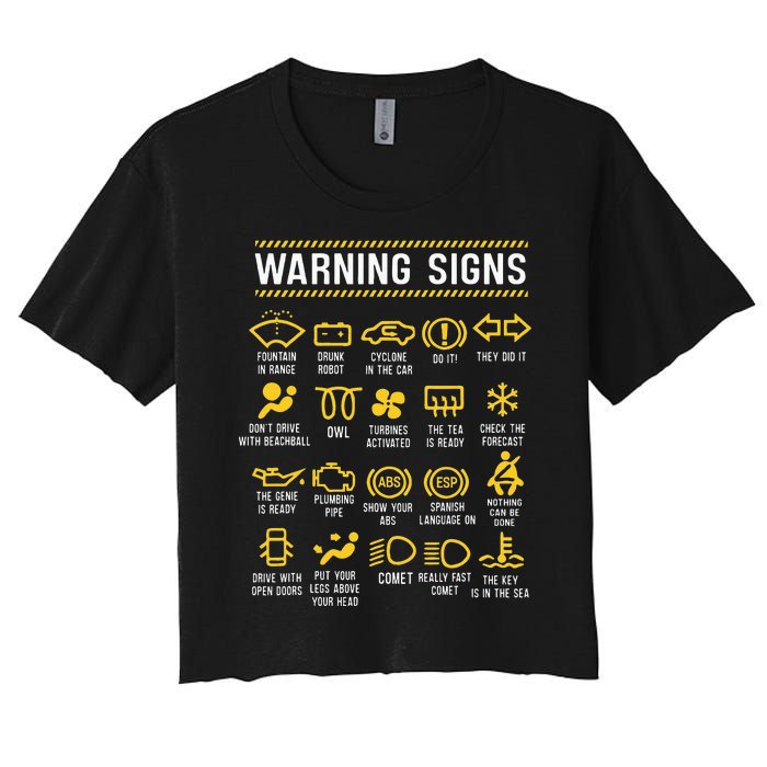 Warning Signs 101 Funny Car Mechanic Women's Crop Top Tee