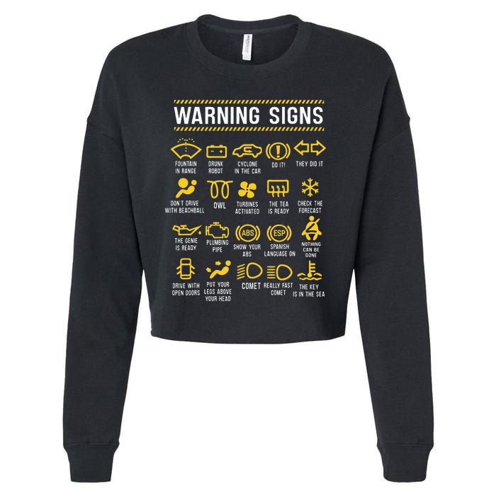 Warning Signs 101 Funny Car Mechanic Cropped Pullover Crew