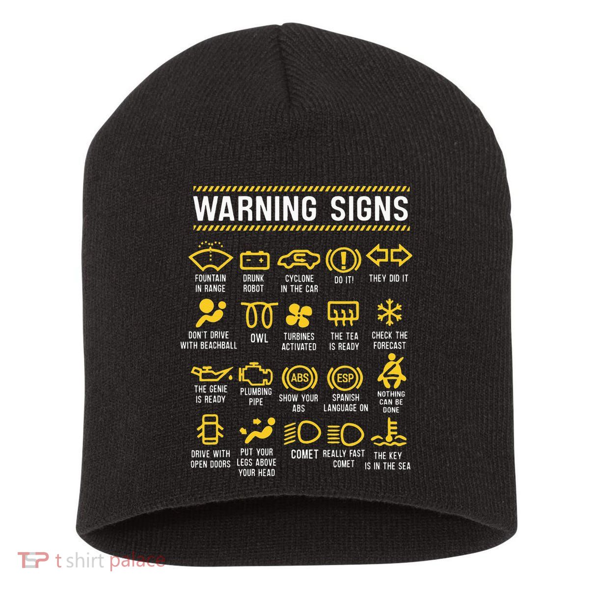 Warning Signs 101 Funny Car Mechanic Short Acrylic Beanie