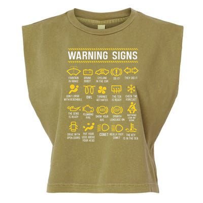 Warning Signs 101 Funny Car Mechanic Garment-Dyed Women's Muscle Tee