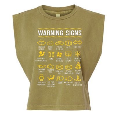 Warning Signs 101 Funny Car Mechanic Garment-Dyed Women's Muscle Tee