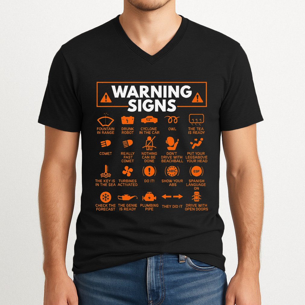 Warning Signs 101 Funny Car Mechanic Gift Gift Car Funny V-Neck T-Shirt