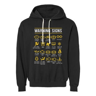 Warning Signs 101 Funny Car Mechanic Garment-Dyed Fleece Hoodie