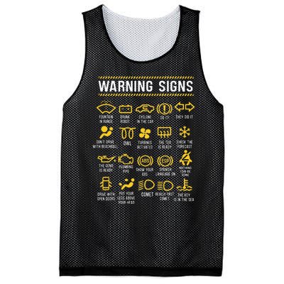 Warning Signs 101 Funny Car Mechanic Mesh Reversible Basketball Jersey Tank