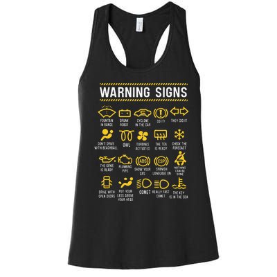 Warning Signs 101 Funny Car Mechanic Women's Racerback Tank