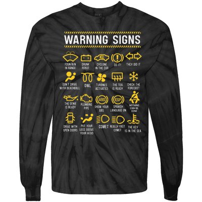 Warning Signs 101 Funny Car Mechanic Tie-Dye Long Sleeve Shirt