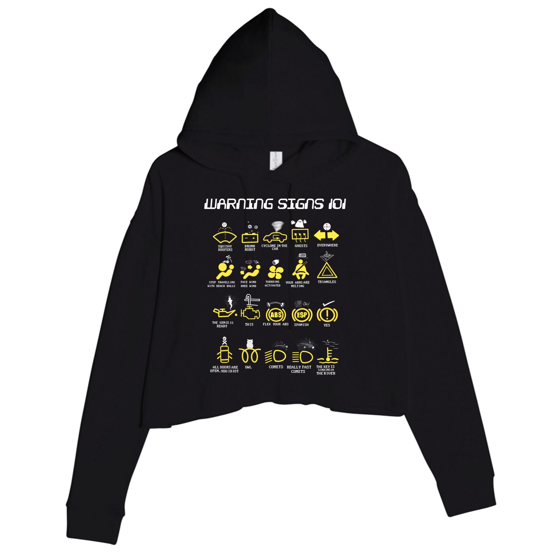 Warning Signs 101 Crop Fleece Hoodie