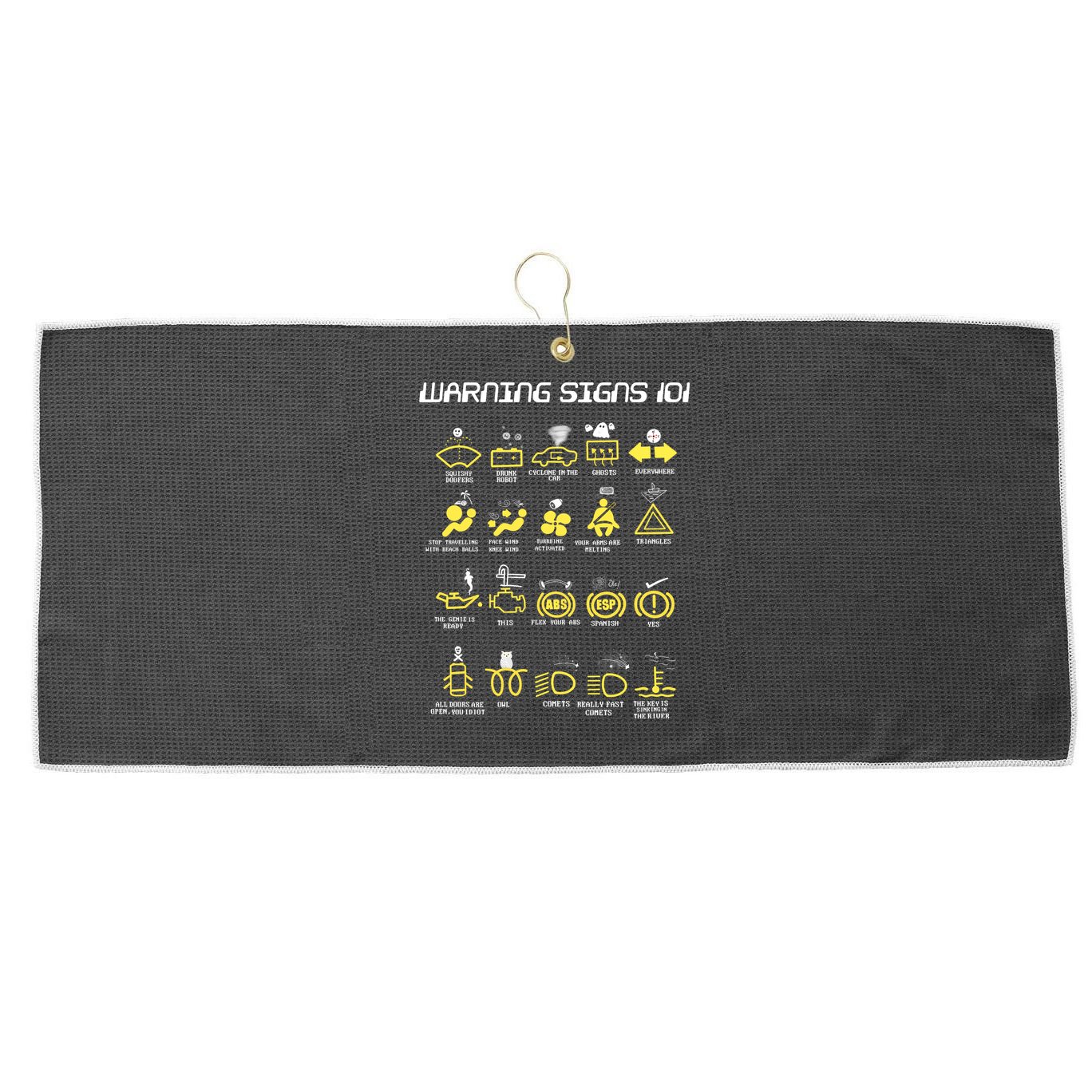 Warning Signs 101 Large Microfiber Waffle Golf Towel