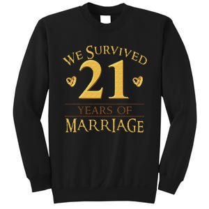 We Survived 21 Years Of Marriage Couple 21st Anniversary Sweatshirt