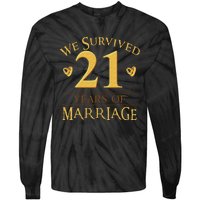 We Survived 21 Years Of Marriage Couple 21st Anniversary Tie-Dye Long Sleeve Shirt