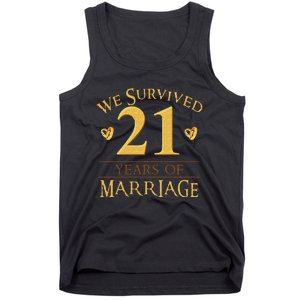 We Survived 21 Years Of Marriage Couple 21st Anniversary Tank Top