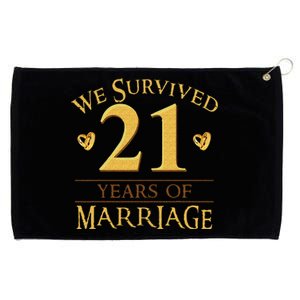 We Survived 21 Years Of Marriage Couple 21st Anniversary Grommeted Golf Towel