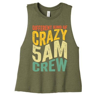 Workout Squad 5 AM Crew Funny Gym Saying Vintage Women's Racerback Cropped Tank