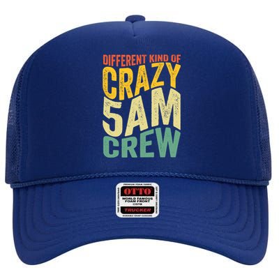 Workout Squad 5 AM Crew Funny Gym Saying Vintage High Crown Mesh Back Trucker Hat