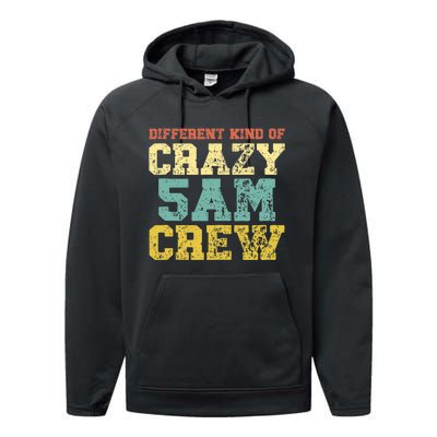 Workout Squad 5 AM Crew Funny Gym Saying Retro Vintage Performance Fleece Hoodie