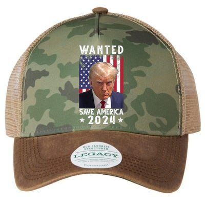 Wanted Save America 2024 Donald Trump USA Flag Legacy Tie Dye Trucker Hat