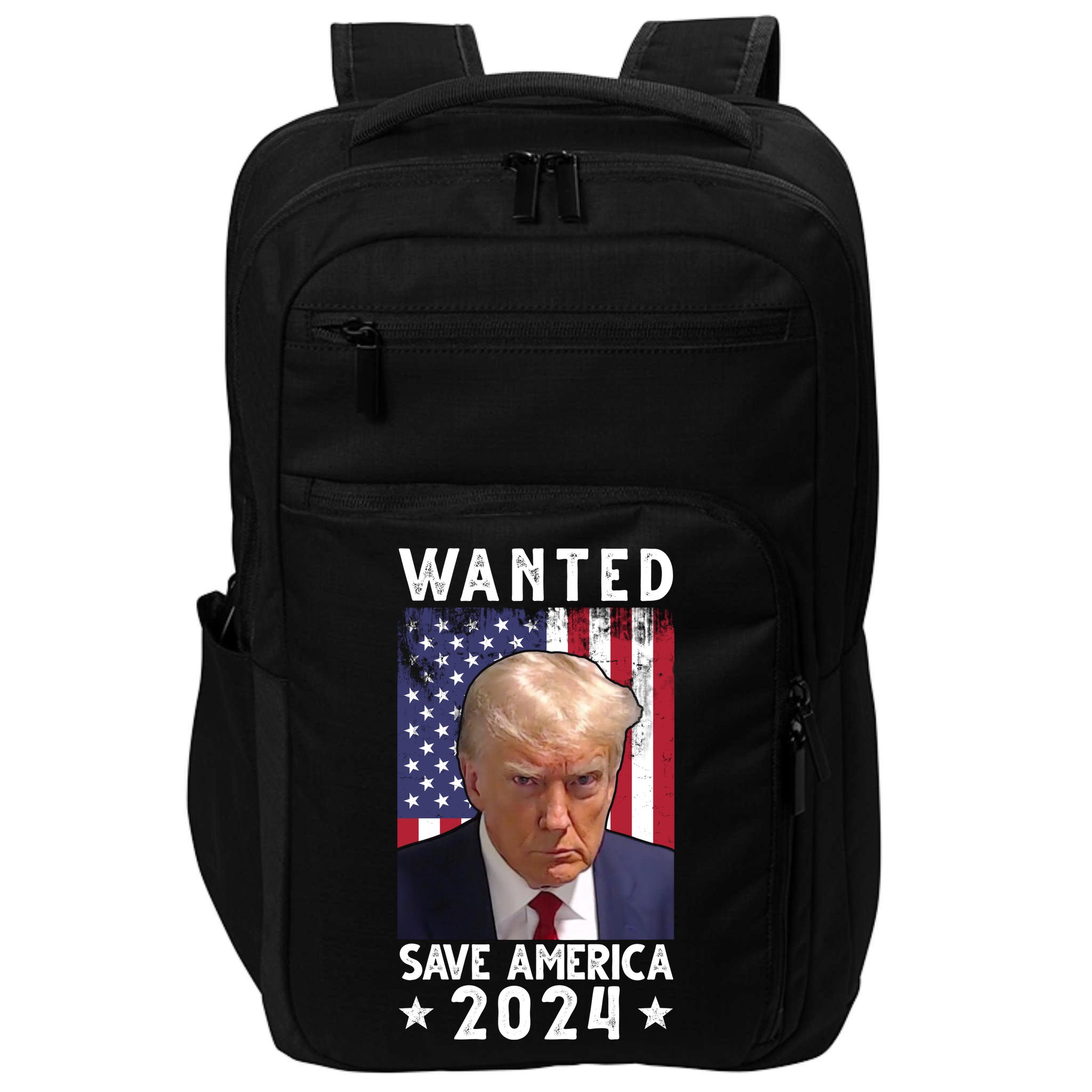 Wanted Save America 2024 Donald Trump USA Flag Impact Tech Backpack