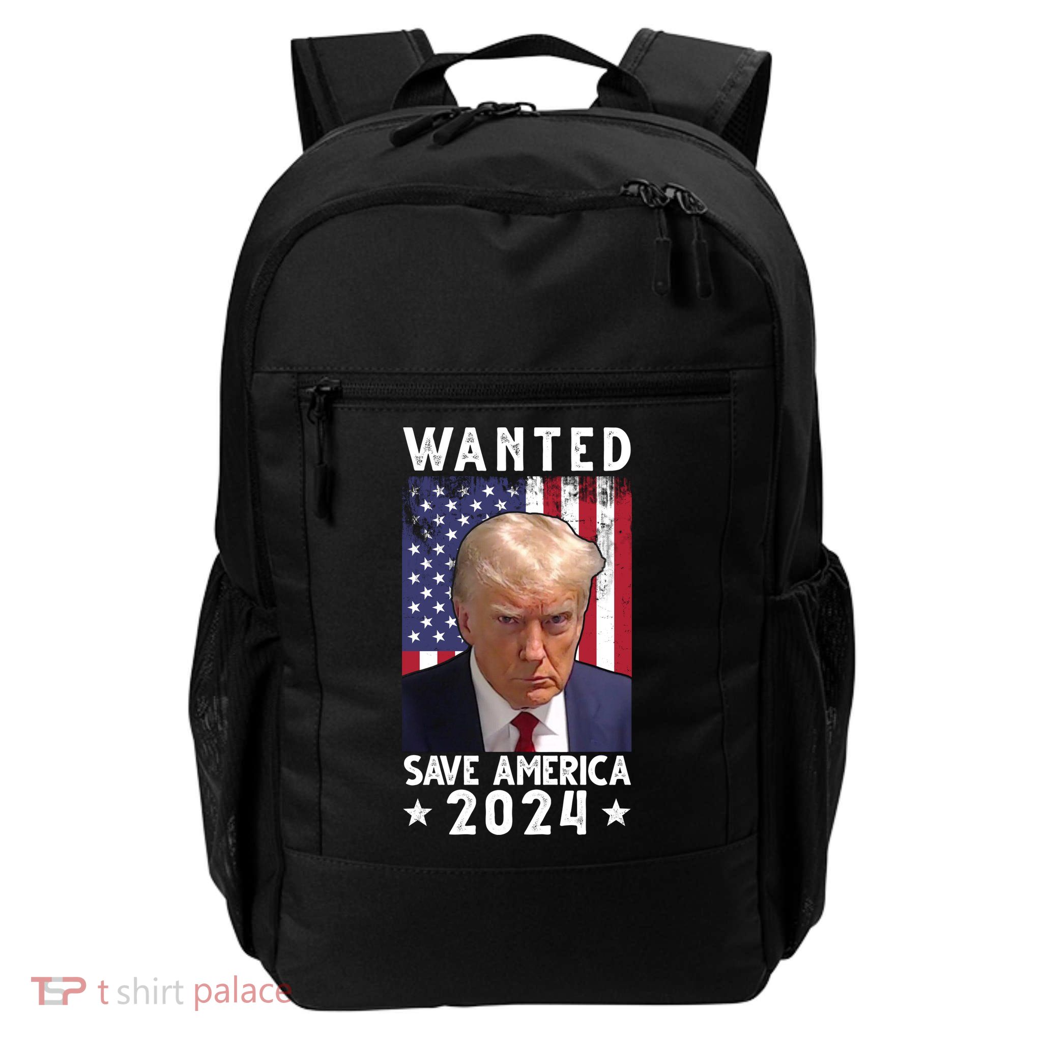 Wanted Save America 2024 Donald Trump USA Flag Daily Commute Backpack