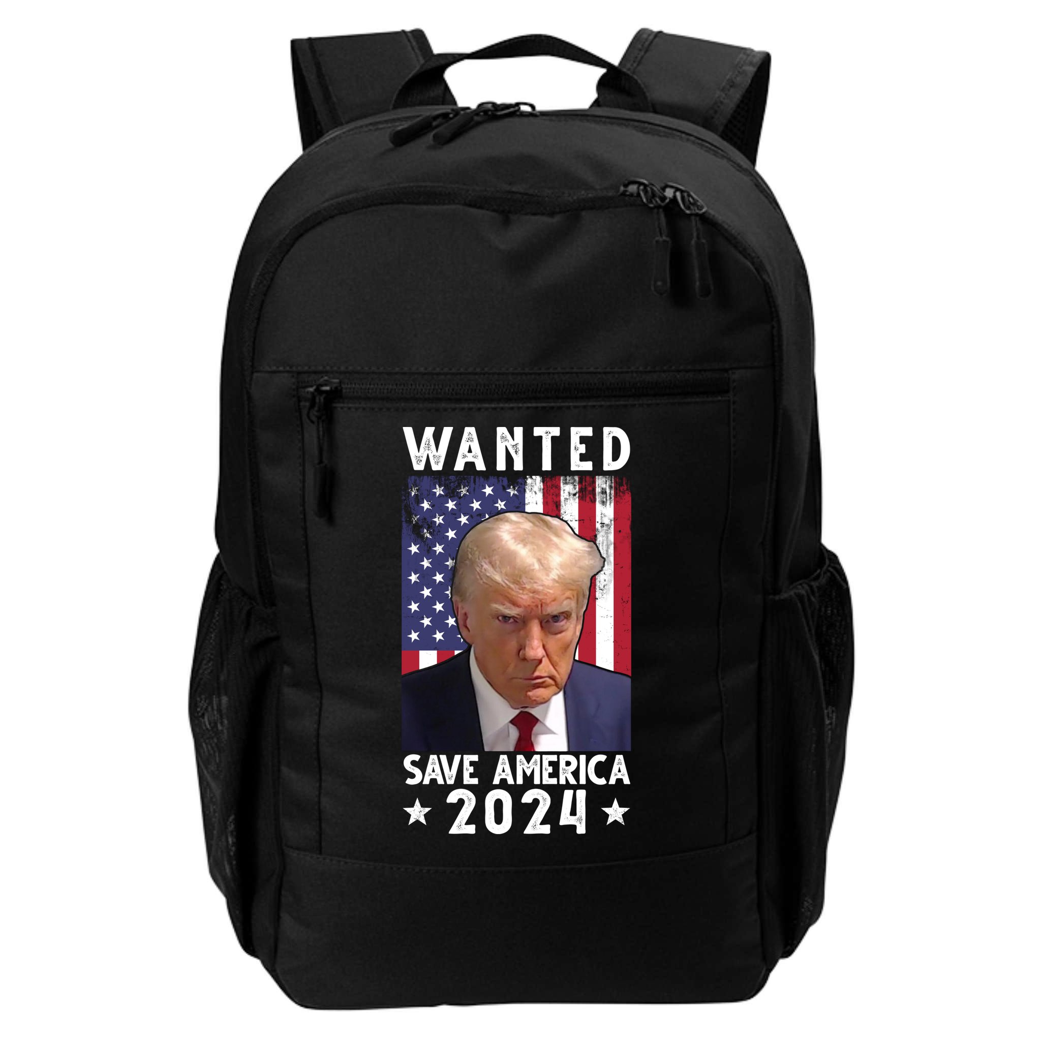 Wanted Save America 2024 Donald Trump USA Flag Backpack