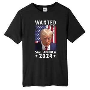 Wanted Save America 2024 Donald Trump USA Flag Tall Fusion ChromaSoft Performance T-Shirt