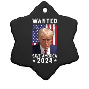 Wanted Save America 2024 Donald Trump USA Flag Ceramic Star Ornament