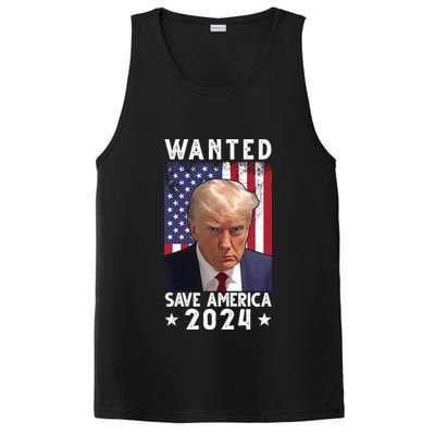 Wanted Save America 2024 Donald Trump USA Flag PosiCharge Competitor Tank