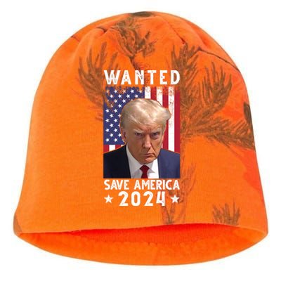 Wanted Save America 2024 Donald Trump USA Flag Kati - Camo Knit Beanie