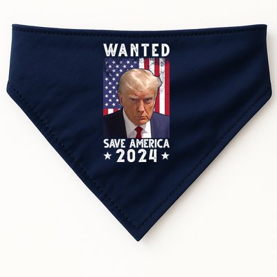 Wanted Save America 2024 Donald Trump USA Flag USA-Made Doggie Bandana