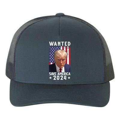 Wanted Save America 2024 Donald Trump USA Flag Yupoong Adult 5-Panel Trucker Hat