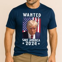 Wanted Save America 2024 Donald Trump USA Flag Cooling Performance Crew T-Shirt