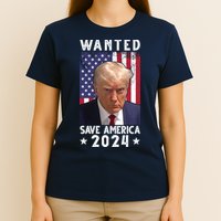 Wanted Save America 2024 Donald Trump USA Flag T-Shirt