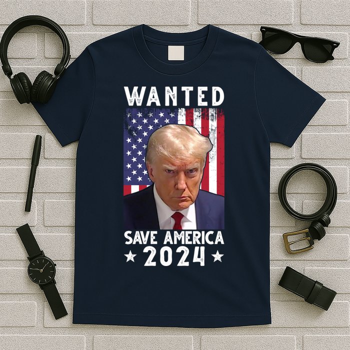 Wanted Save America 2024 Donald Trump USA Flag T-Shirt