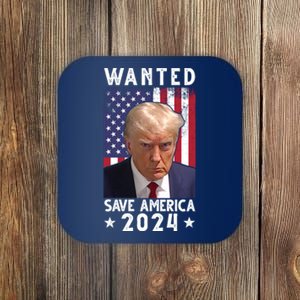 Wanted Save America 2024 Donald Trump USA Flag Coaster