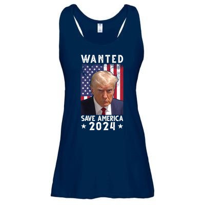 Wanted Save America 2024 Donald Trump USA Flag Ladies Essential Flowy Tank