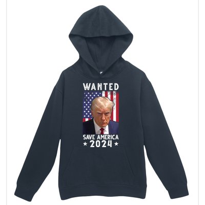 Wanted Save America 2024 Donald Trump USA Flag Urban Pullover Hoodie