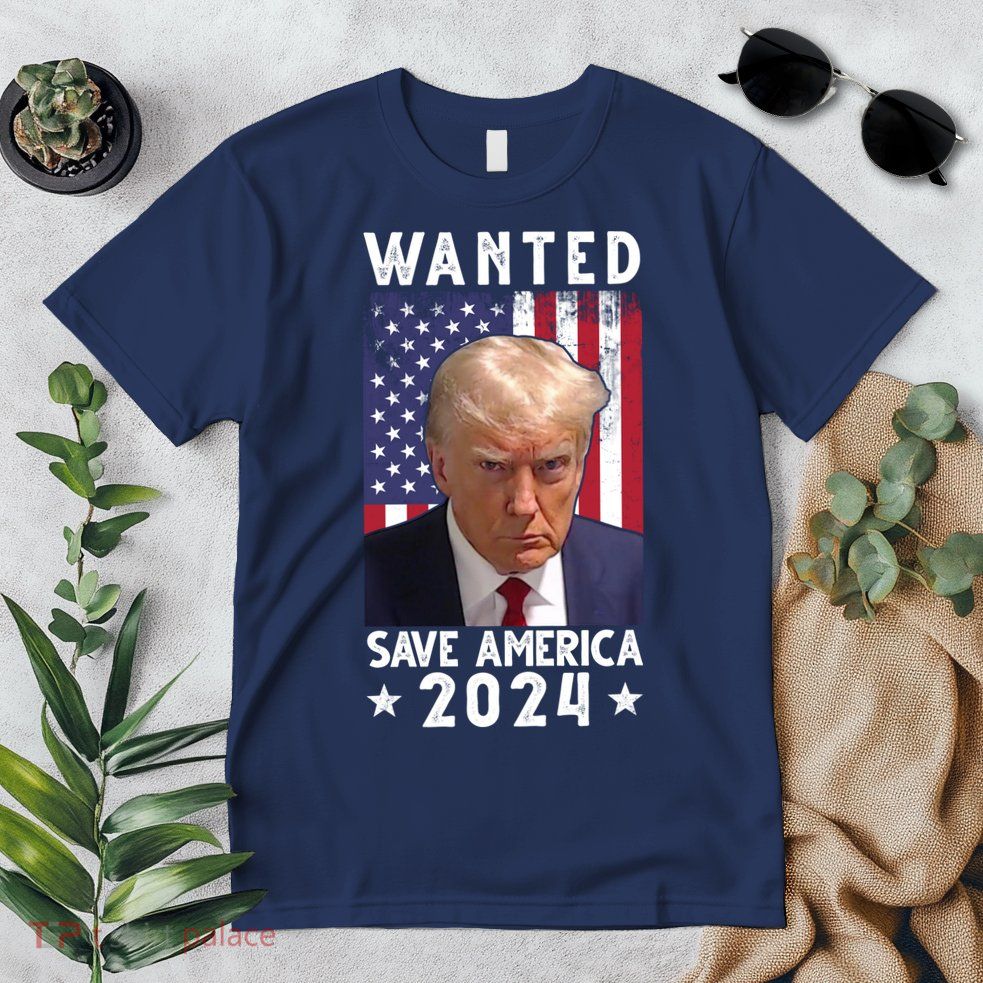 Wanted Save America 2024 Donald Trump USA Flag Premium T-Shirt
