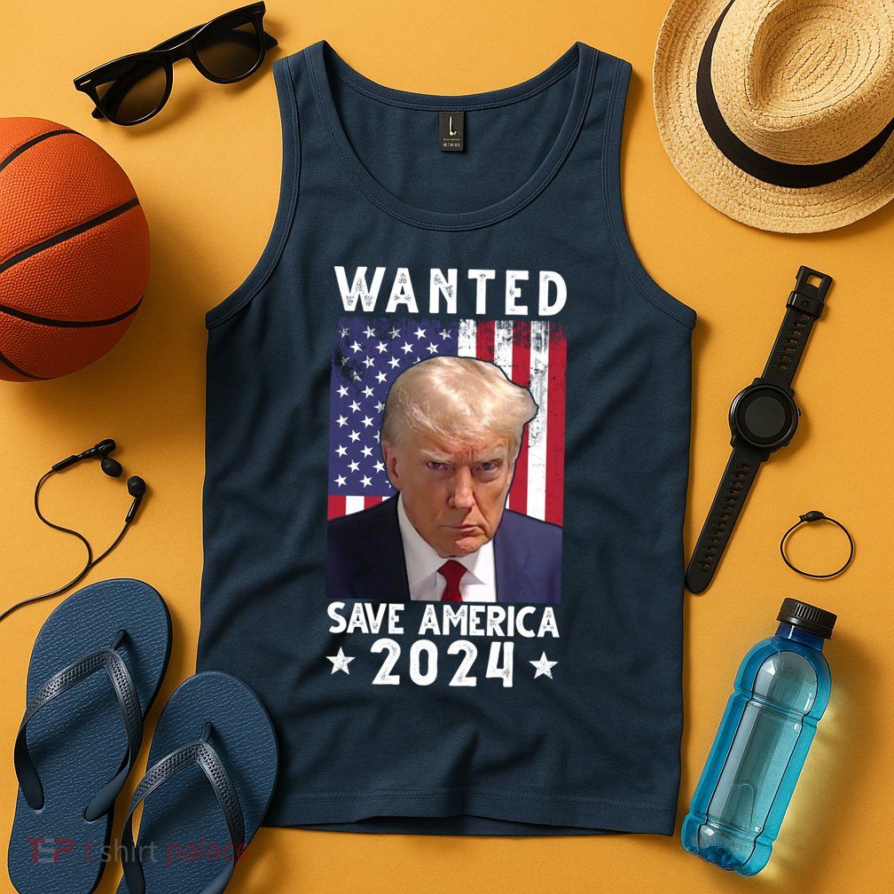 Wanted Save America 2024 Donald Trump USA Flag Tank Top