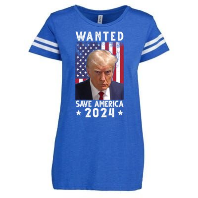 Wanted Save America 2024 Donald Trump USA Flag Enza Ladies Jersey Football T-Shirt